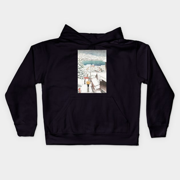 Slope of Senkoji Temple in Onomichi by Kawase Hasui Kids Hoodie by Takeda_Art